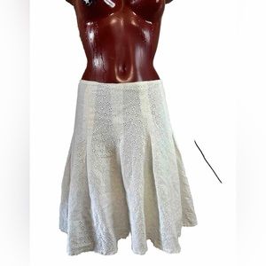 New Bloomingdales Aqua Brand Boho Peasant eyelet WHITE Skirt Size L Large